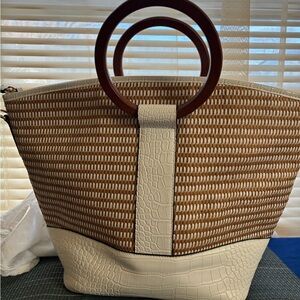 Cato Chic White and Brown Tote Bag